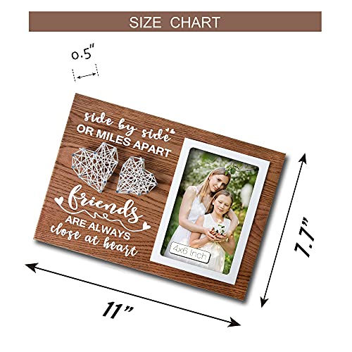 Buecasa Gifts For Best Friends Women Female Bff Sister - Wooden Friends Picture Frame 4X6 Inches With Handmade String Hearts #TOP1