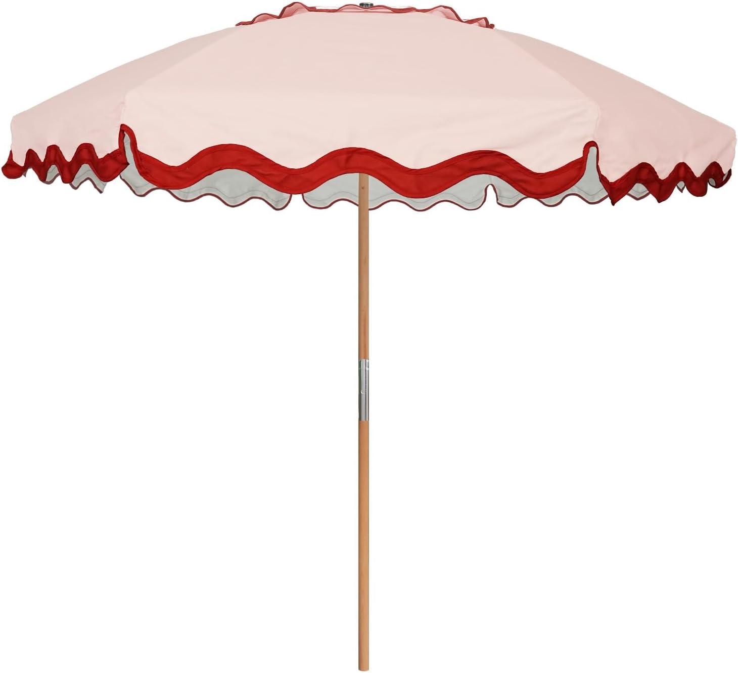 AMMSUN 7.8ft Seashore Umbrella, Outdoor Umbrella, Boho Beach & Patio Umbrella with UV 50+ Air Vent Ash Wood Pole Carry Bag & Water-Resistant Canvas (Deep Peach)