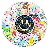 Wercokt 50PCS Smiling Glitter Stickers, Cute Water Bottle Stickers for Kids, for Teaching Rewards, Notebooks, Stationery, Luggage, Cartoon PVC Happy Sticker