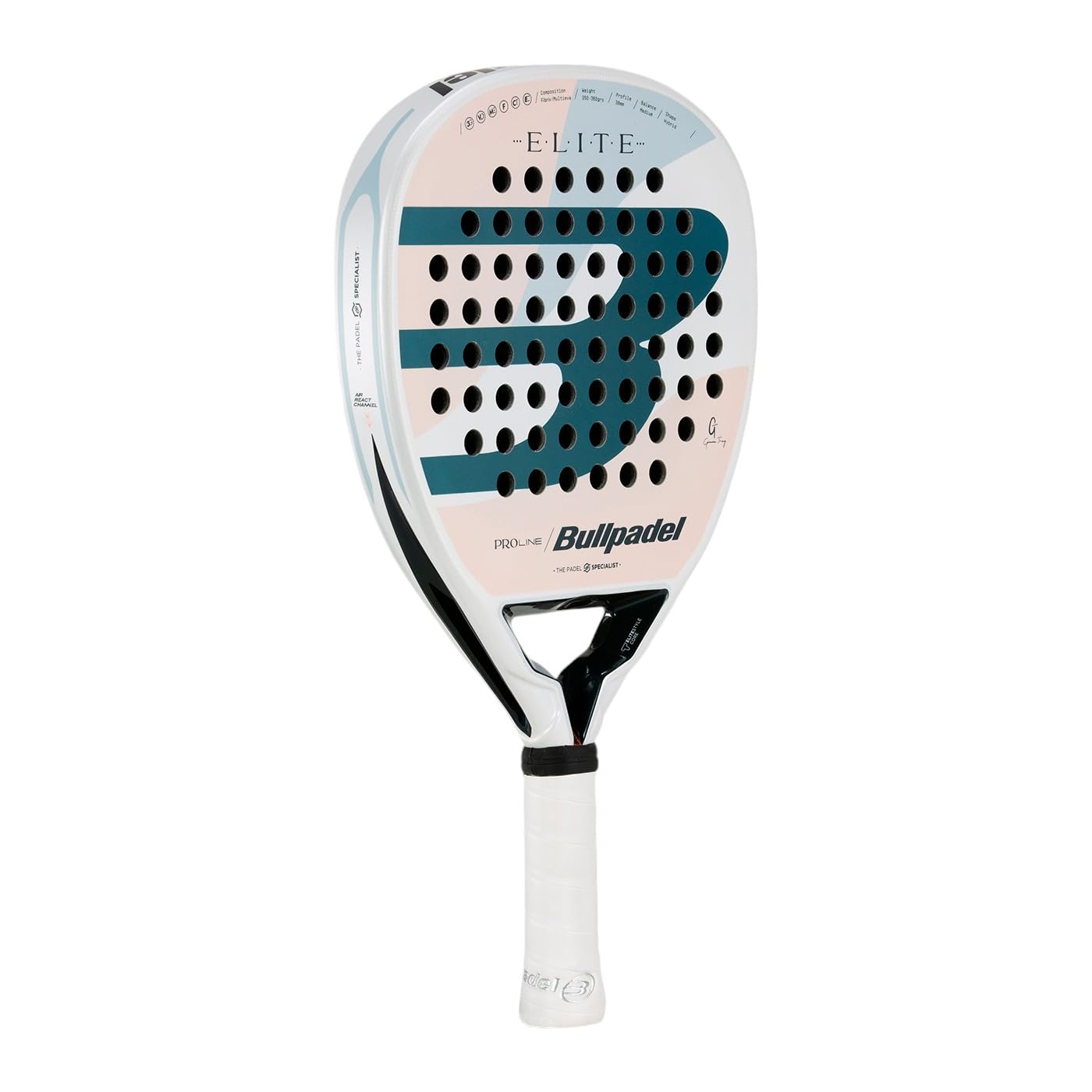 BULLPADEL Padel Racket Elite Women 2025 | Professional Teardrop Shape | XtendCarbon 3K & MultiEva Core | Air React Channel Aerodynamics & Vibradrive Vibration Control Balanced Power & Precision