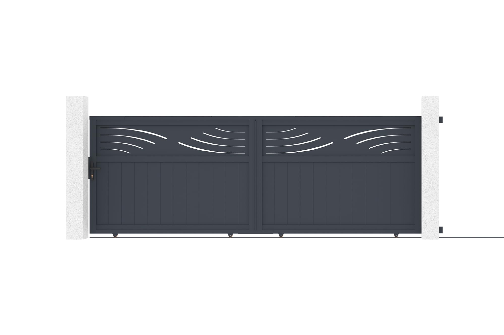 Casanoov Portail coulissant 4m HALTI H.140cm + Portillon 1m HALTI H.140cm aluminium gris