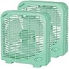 shinic 2 Packs 10" Tabletop Box Fan, 2 Speeds, Quiet Table Fan with Strong Airflow, Energy Efficient Small Box Fan, Portable Kitchen Exhaust Fan for Bedroom Bathroom Office Dorm Workshop, Green