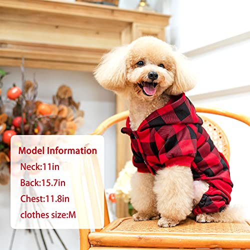 PUPTECK Plaid Dog Hoodie - Soft Warm Pet Sweaters Dog Fleece Lining Pajamas Vest Clothes Pjs with Hat for Small Medium… - Image 7