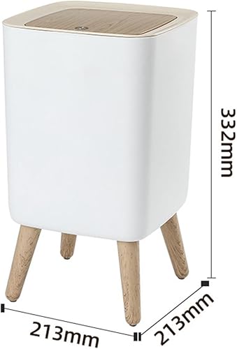 Miniatura 5 de Cubo de basura de gran capacidad, cubo de basura con tapa superior de prensa, cubo de basura de pie alto para oficina, cocina, baño, cuadrado