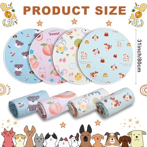 Image of 4 Pack Whelping Pads for Dogs, Round Whelping Pads Washable and Waterproof ,Reusable Pet Pee Pads Puppy Training Pad Whelping Floor Pad Whelping Supplies for Dogs (32 inch, Round,Multicolor)