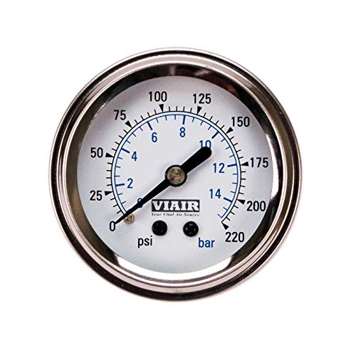 Image of Viair 2 inch Single Needle Gauge (White Face, Illuminated, 220 PSI)