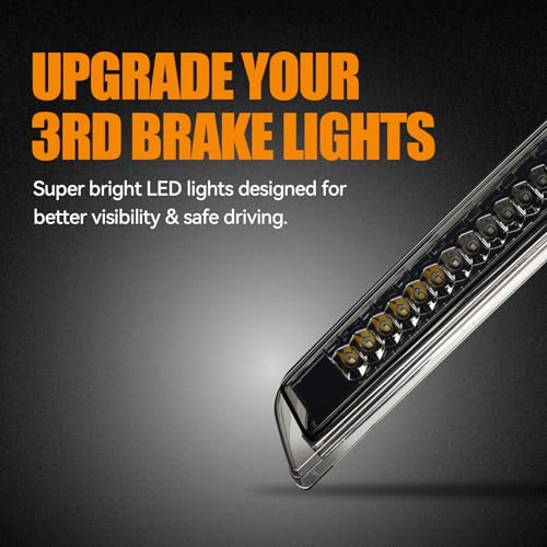 Image of Third 3rd Brake Light LED for 2005-2016 Nissan Frontier & 2004-2015 Nissan Titan, High Mount Rear Brake Lights Assembly, Waterproof Center Cab Cargo Lamp Stop Light (Smoke)