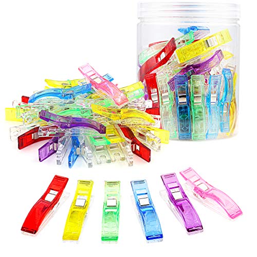 Coideal Large Sewing Fabric Clips, 60 Pcs Jumbo Wonder Quilt Clips for Quilting with Plastic Box Package, Assorted Bright Colors