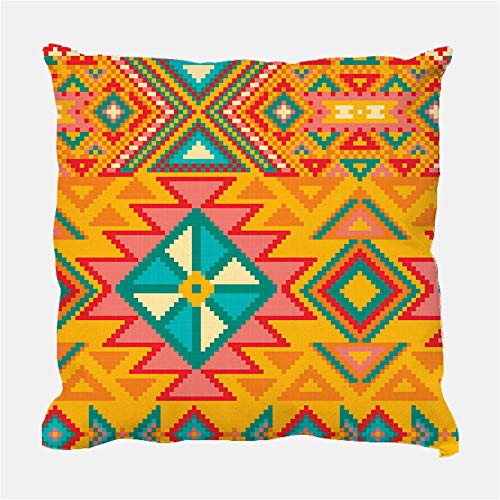 Geinne 4Pack Bright Colors Ethnic Style Throw Pillow Case Vintage Decorative Square Cotton Linen Cushion Cover For 18 X 18 Inch Pillow Inserts (Ethnic1) #TOP3