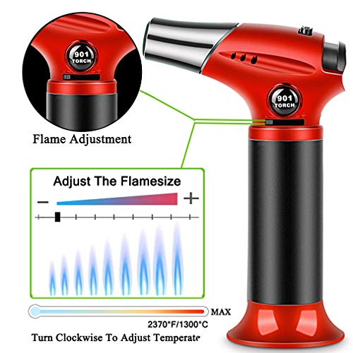 Kitchen Cooking Blow Torch,Culinary Butane Torch Lighter with Safety Lock Adjustable Flame Refillable Blowtorch for Creme/Brulee/Baking/BBQ/DIY Soldering By Sunrich (Butane Gas Not Included)