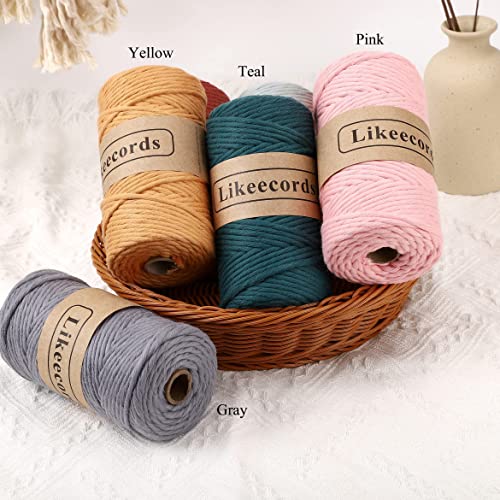 Likeecords 4Mm Single Strand Macrame Cord 80M Colored Macrame Rope, Cotton Rope Macrame Yarn, Colorful Cotton Craft Cord Wall Hangings, Plant Hangers, Crafts (Ashy Purple) #TOP3