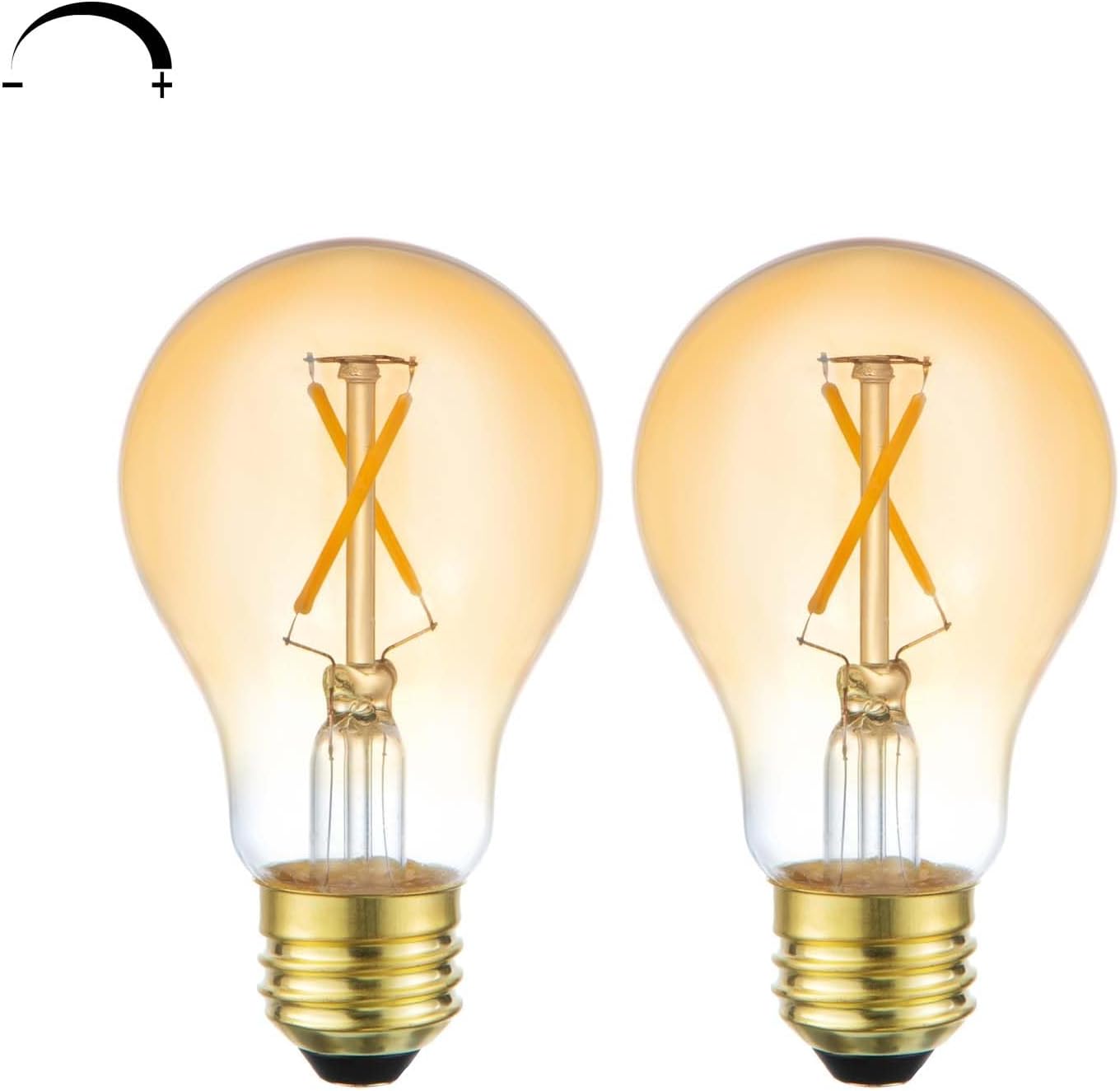A19 LED Bulbs Edison Vintage Light Bulbs Dimmable, 25 Watt Equivalent 2700K Warm White 250LM Amber Glass Light Bulb for Home Lighting, E26 Medium Base, AC 110V, 2 Pack