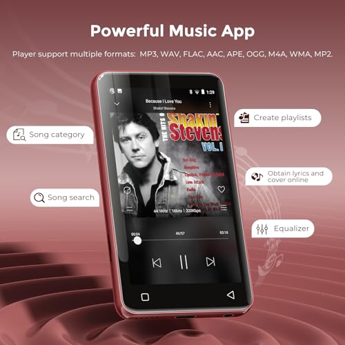 Image of innioasis G1 Kids MP3 Player with Bluetooth, WiFi, 16GB Android MP4 Player, 4-Inch Full Touch Screen, Supports Spotify, Pandora, Tidal, Deezer, Amazon Music (Red)