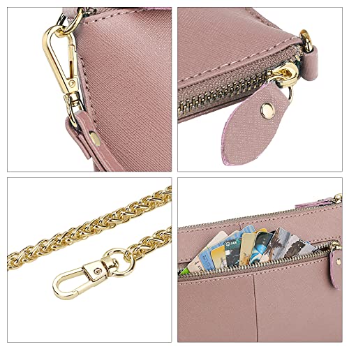 Image of Uromee Genuine Leather Wristlet Wallet Clutch Purses with Detachable Chain