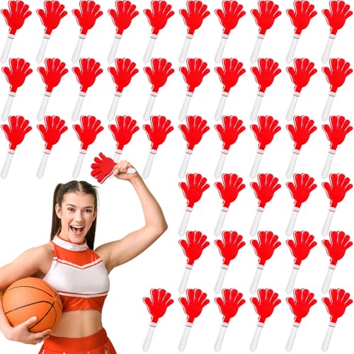 Junkin 48 Pcs Hand Clappers Bulk Plastic NoiseMakers, Red, White