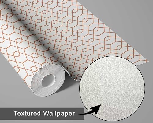 Papier peint géométrique hexagonal marron autocollant en vinyle texturé 63x152 cm pour chambre