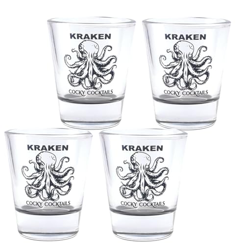 The Spice Specialist Cocky Cocktails - Bicchieri da shot dritti Kraken Rum (confezione da 4)