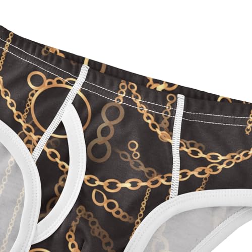 KLL Golden Chain Pattern on Black Background Chestnut Toddler Boys' Soft Briefs Cute Children Panties4