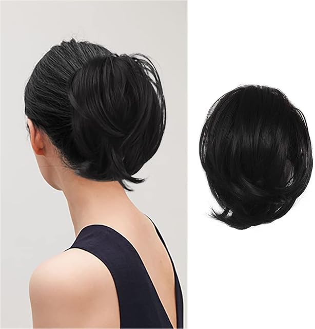 BARSDAR Hair Bun Ponytail Extension, Straight Synthetic Hairpiece Fully Short Ponytail Bun Extensions Hair Accessories Elastic Easy Scrunchie for Women