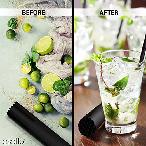 Esatto Professional Bar Tool Muddler 25 Cm (10 Inches) Ribbed – Made With Abs Plastic – Durable And Ribbed For Mashing Fruits, Berries, Sugar, Spices, And Herbs (Black) #TOP5