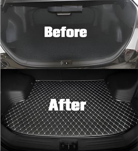 Image of MATRRA Boot Mat Compatible with Volkswagen Vento | Custom Fit Car Trunk /Dicky Mat | Premium Leather | Waterproof, Washable, Anti-Slip | Double Layer Full Coverage Boot Liner | Black-Silver