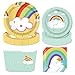 Set di 44 stoviglie per feste di compleanno per bambini, con motivo arcobaleno, per compleanni, feste, picnic, all'aperto