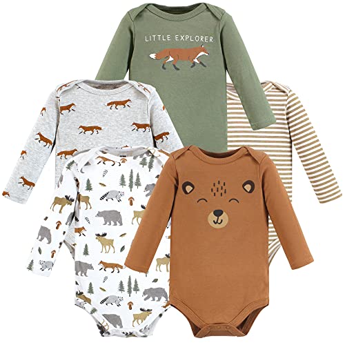 Image of Hudson Baby baby-boys Cotton Long-sleeve Bodysuits 5-pack