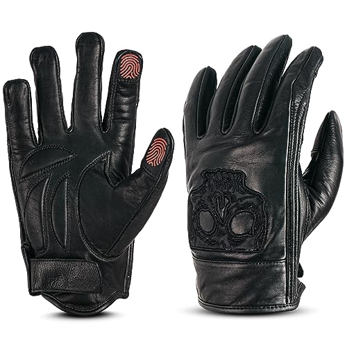 Gants de moto en cuir pour le sport et l'équitation ADM 9017 rembourrés
