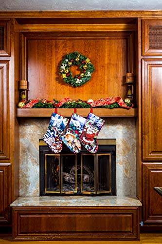 Imperial Home Christmas Stockings, Cute Holiday Decor, Santa's Toys Holder, Santa, Puppy And Kitten Stocking, Xmas Party Decorations, Fireplace Hanging Decor, Family 3 Pc Set, 18" #TOP5
