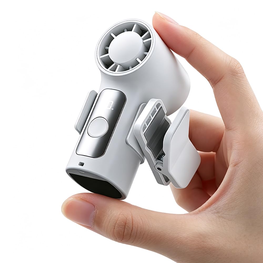 CLIUNT Portable Handheld Turbo Fan, Portable Handheld Fan, Personal High-Speed Mini Turbo Fan, USB Rechargeable with LED Display, Detachable Clip on, 6 Speed, 3000mAh, for Travel, Commuting, Office