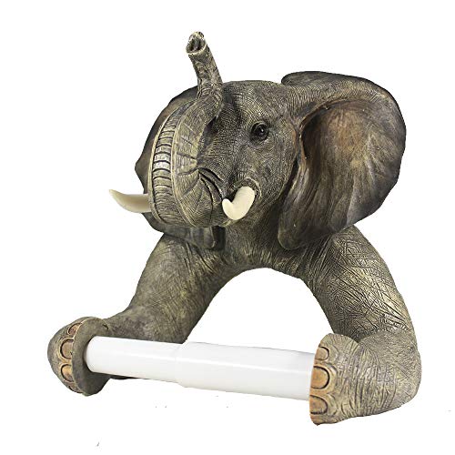 Comfy Hour 9" Elephant Toilet Paper Roll Holder, Resin, Wildlife Collection #TOP2