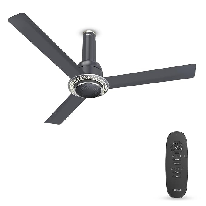 Havells CERA BLDC 1200 mm 5-Star Ceiling Fan with LED Underlight (Slate) at ₹6,047 (32% Off) – Amazon