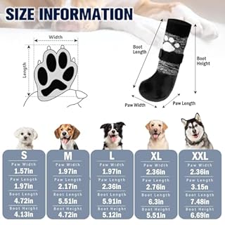 SCENEREAL Anti Slip Dog Boots & Shoes for Hot/Cold Pavement to Prevent Licking, Waterproof Dog Socks Paw Protectors for Small Medium Large Dogs, Traction Control on Hardwood Floor for Senior Dog, M