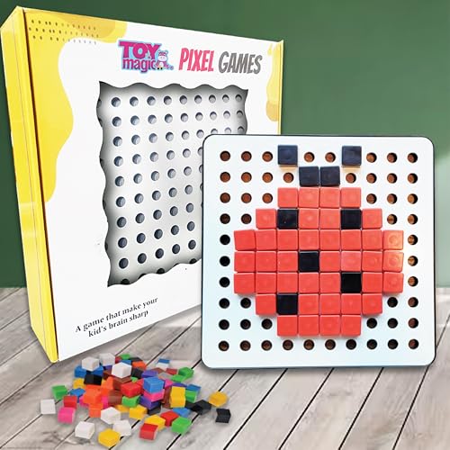 Image of ToyMagic Pixel Cubes Puzzle Toy for Children Early Education|Math & Brain Games for Kids|Pixel Game Educational Board Games|240 Cubes with Pixel Board & Book|Best Birthday Gift for 3+Year,Multicolor