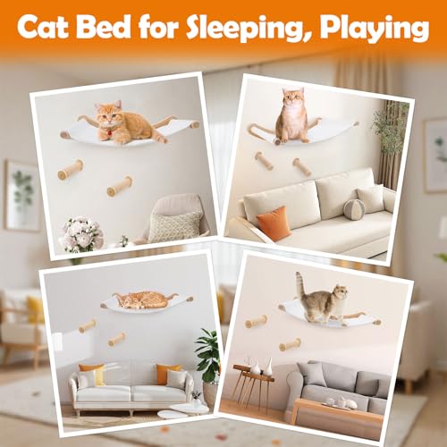 ZESTEFY Cama de rede para gatos, rede de parede de borracha para gatos, cama para gatos para ambient