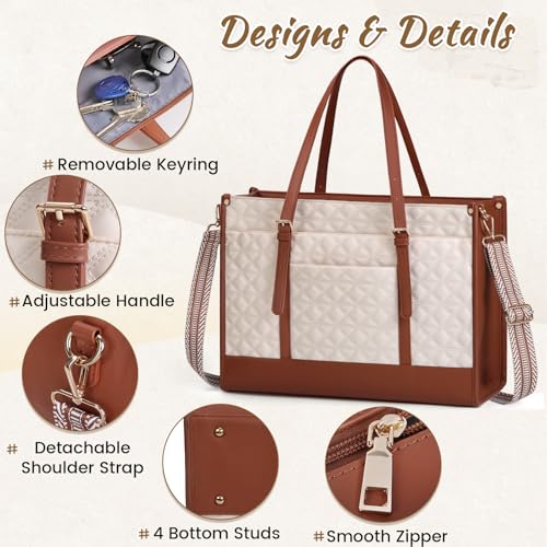 Maletín para portátil 15.6'' para mujer beige y marrón miniatura 4