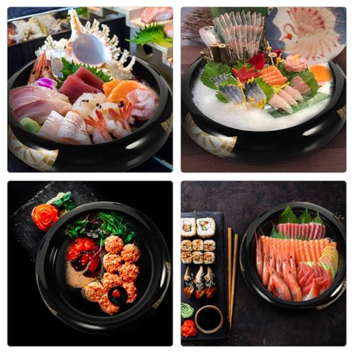 Bandeja redonda de plástico para sushi y sashimi miniatura 4