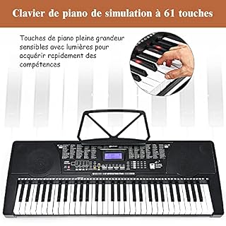 COSTWAY Clavier Piano Électrique 61 Touches, Instrument Portable avec Microphone, Support Réglable, Tabouret Pliable et… - Les Beatles, Paul McCartney, John Lennon, RIngo Starr, George Harrison COSTWAY Clavier Piano Électrique 61 Touches, Instrument Portable avec Microphone, Support Réglable, Tabouret Pliable et… – Image 7