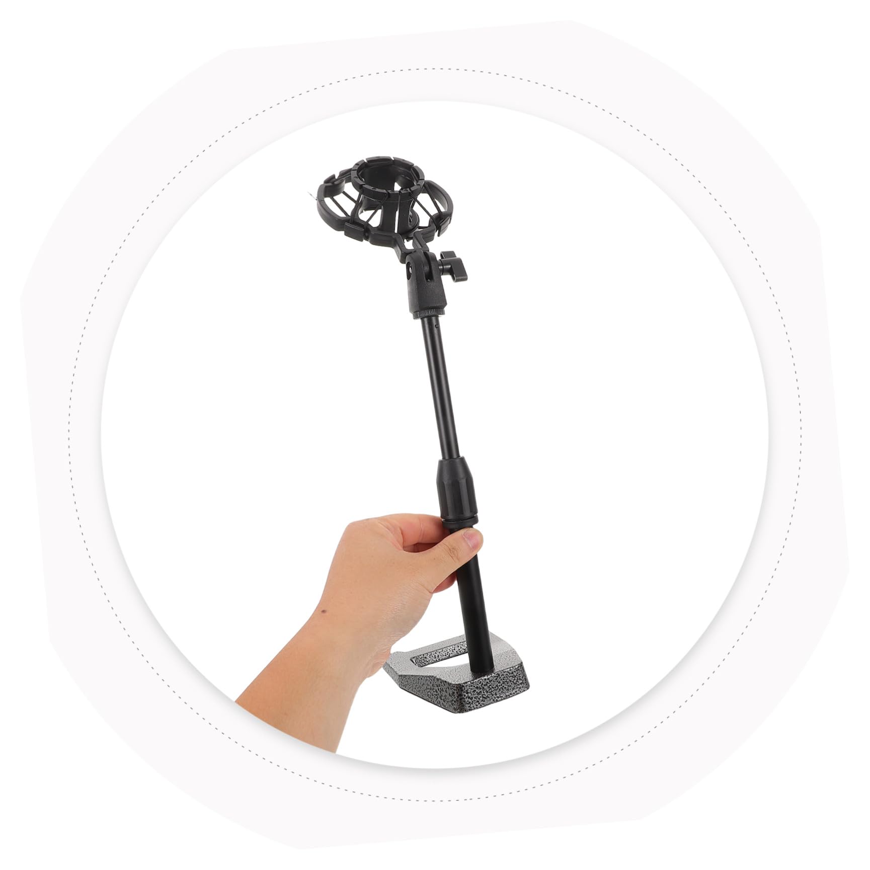 Supporto Microfono da Tavolo Regolabile Base Zavorrata Nero | Conferenze e Produzione Musicale, Struttura Metallo e Plastica, Supporto Antivibrazione Incluso, Design Compatto