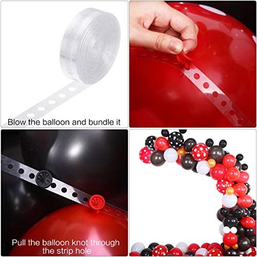 117 Mouse Balloon Garland Arch Kit Black Red White Gold/Rose Red Pink Balloon Garland Arch and Balloon Strip for Mouse Theme Party Baby Shower Birthday Wedding Decoration (Black Red Mouse Color)