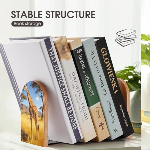 Sujetalibros de madera Jin Ye, tope de libro de cuello largo resistente 8