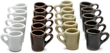20 Mini Coffee Cups in Assorted Colors Decorative Pieces for Display & DIY Projects