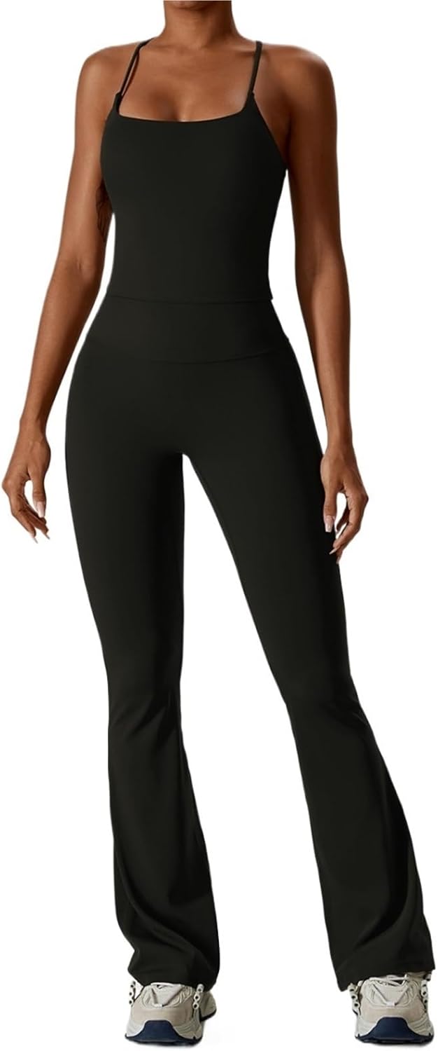 Workout Sets for Women Gym Yoga Suit 2PCS Tight Fitting Sports Set Bra Tank Top Loose Bell-bottoms Leggings Women Tracksui