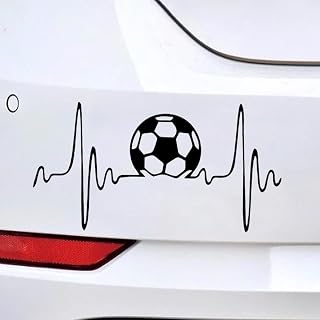 Soccer Heartbeat Football Car Decal Sticker- Waterproof Vinyl Decal Auto Side Body Sticker- Universal Trunk Decals Car Window Bumper Stickers Decoration for Cars Truck Wall Laptop (Black)