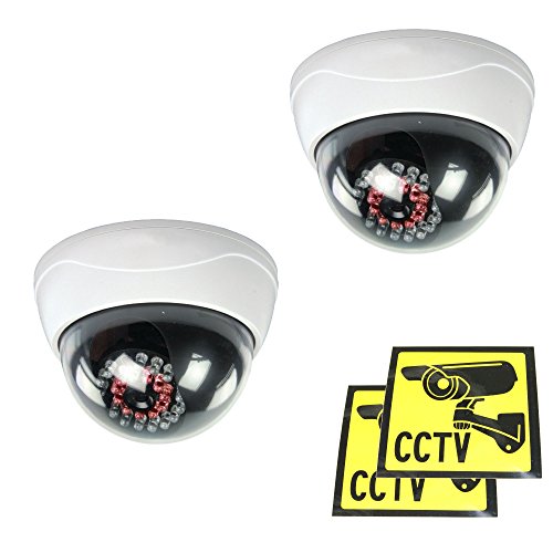 Ex-Pro Dummy/Fake CCTV Security Dome Camera With built-in Multi IR LED that light up in the dark [2 PACK]