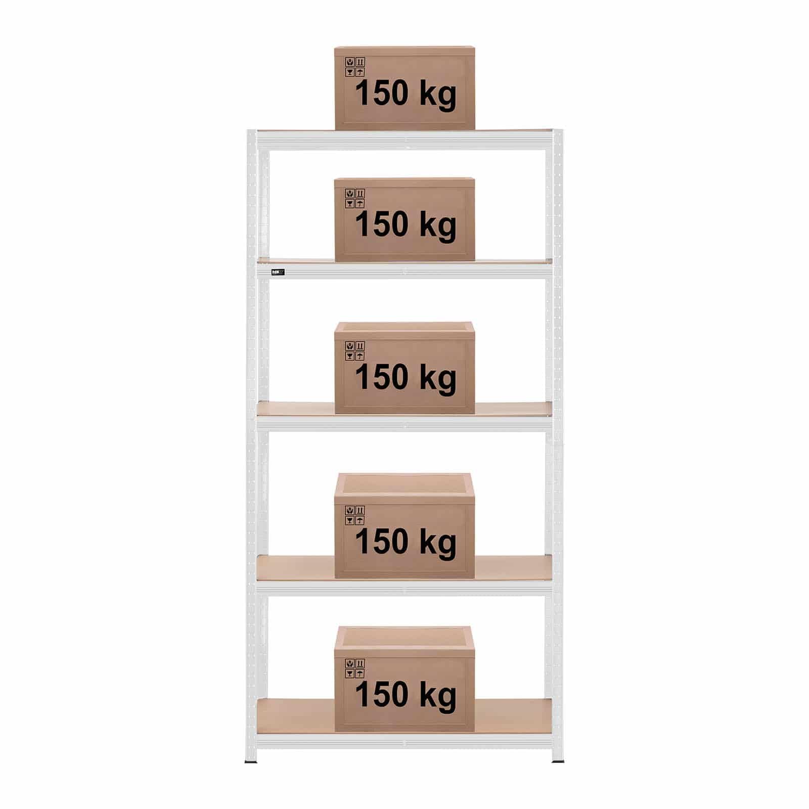 Helloshop26 Scaffale carico pesante, 100 x 60 x 197 cm, supporta 5 x 150 kg, robusto garage officina attrezzi grigio 14_0005173
