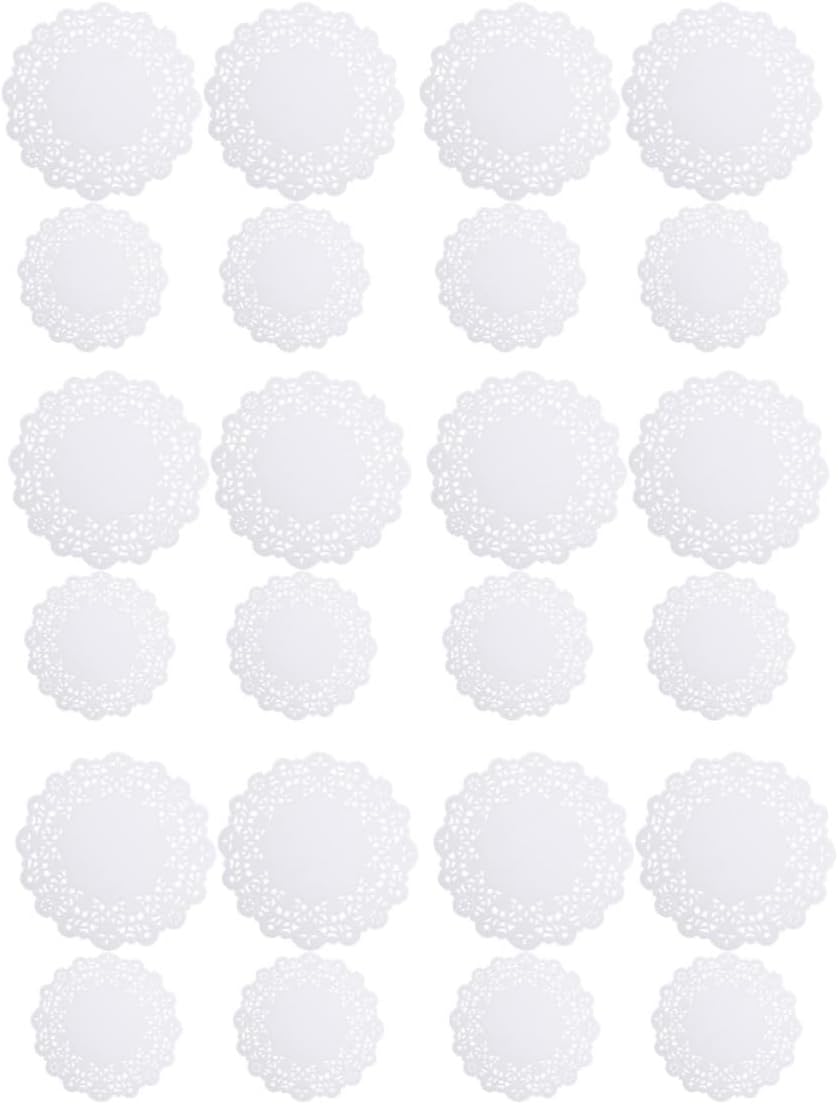 200pcs Round Lace Paper Doilies Grease Doilies for Baking Pan Liners for Desserts Oil-absorbing Cake Paper Pad Decorative Cupcake Liners Random Pattern