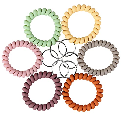 Image of BIHRTC Stretchy Wristlet Keychain Bracelet, Spiral Coil Spring Key Ring | Flexible Hands-Free Key Wristband for Office ID Badge, Gym, School, Hotel and Pool Locker Keys