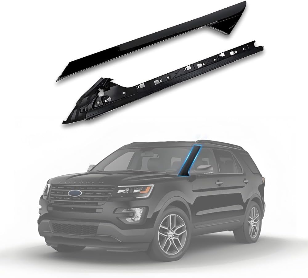 Windshield A-Pillar Molding Right Passenger Side 926-451 BB5Z-7803136-AB W/Side Tape Compatible with Ford Explorer, BB5Z-7803144-AA Front Windshield Outer Pillar Trim Molding (Outer & Inner)