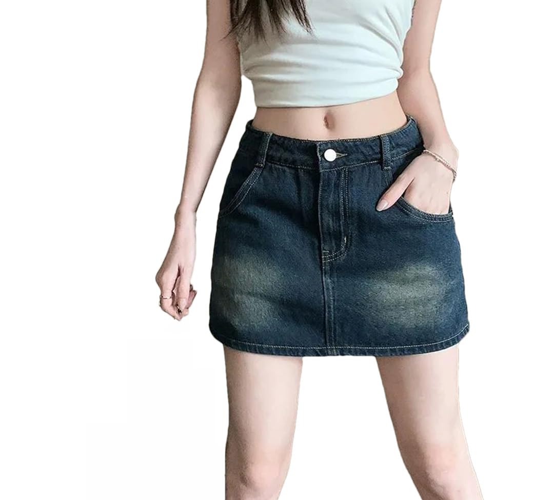 Gonna da donna vintage a vita alta in denim Streetwear casual minigonna tutte le gonne jeans slim